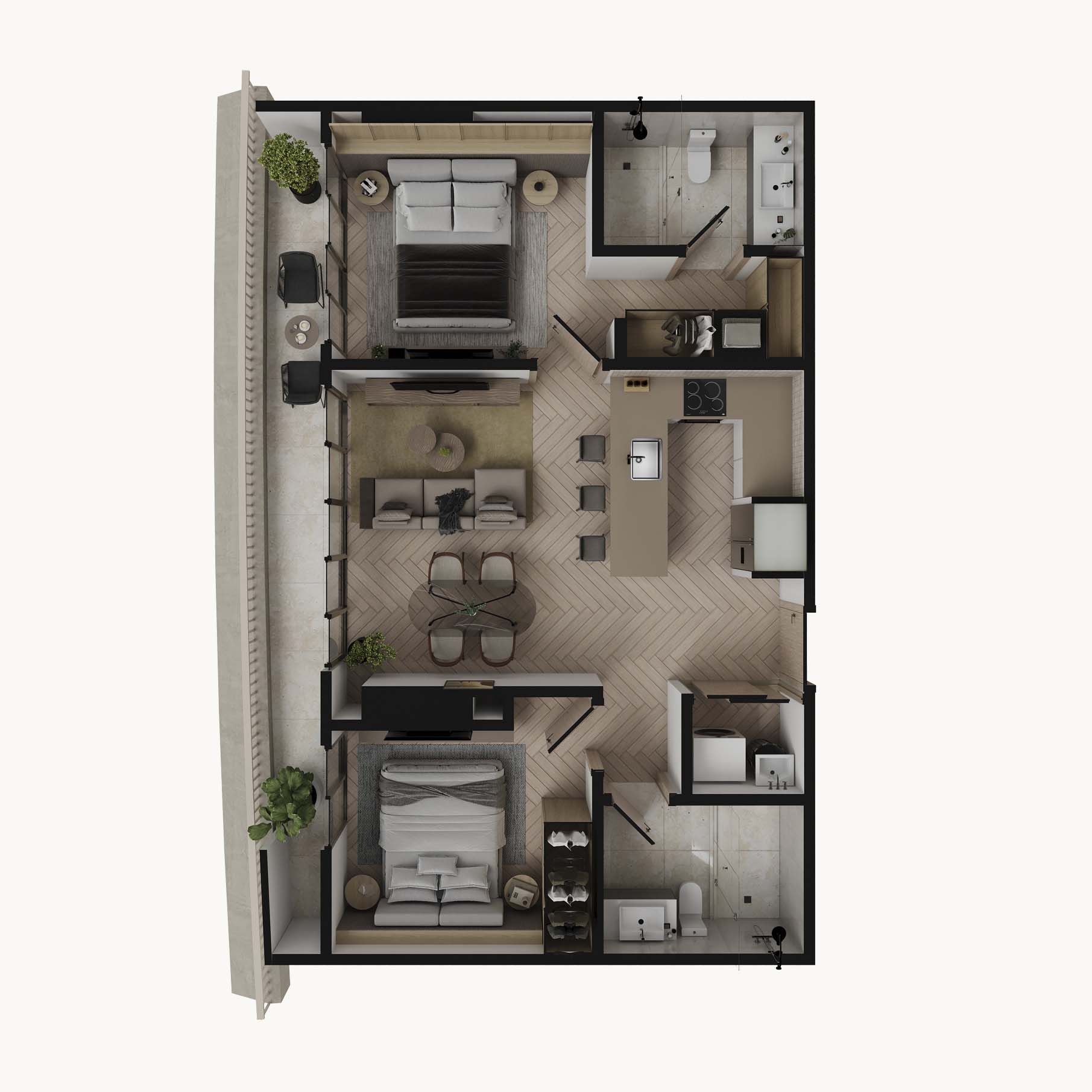 Apartamento 90m2 - Plano Arquitectónico